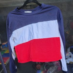 Gaze crop top long-sleeved shirt